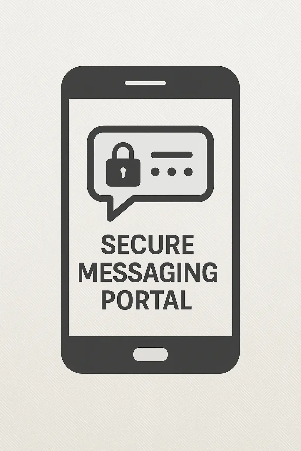 A flat-style digital illustration showing a smartphone screen with a secure messaging portal, representing confidential abortion care through SameDayAbortionPills.com